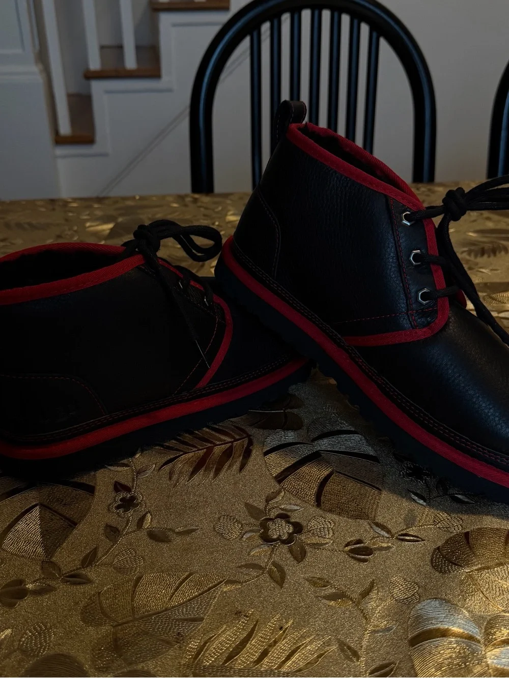 UGG Men's Black Chukka Boots with Red Accents